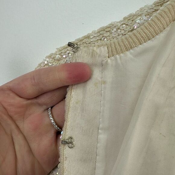 Vintage 50s 60s All Over Iridescent Sequin Art Deco Inspired 3/4 Sleeve Cropped - Picture 6 of 16